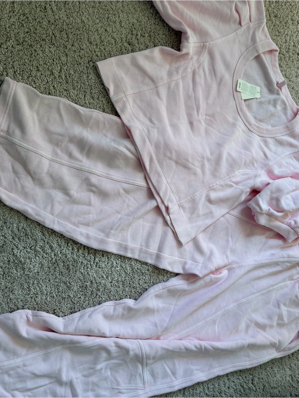 aerie Light Pink Ribbed Thermal Lounge Set - Top & Joggers